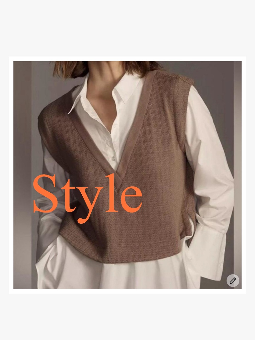 Los Angeles Apparel Orange V-Neck Knit Vest Layered Over White Shirt Medium Lg